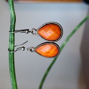 Coral pumpkin drop earrings